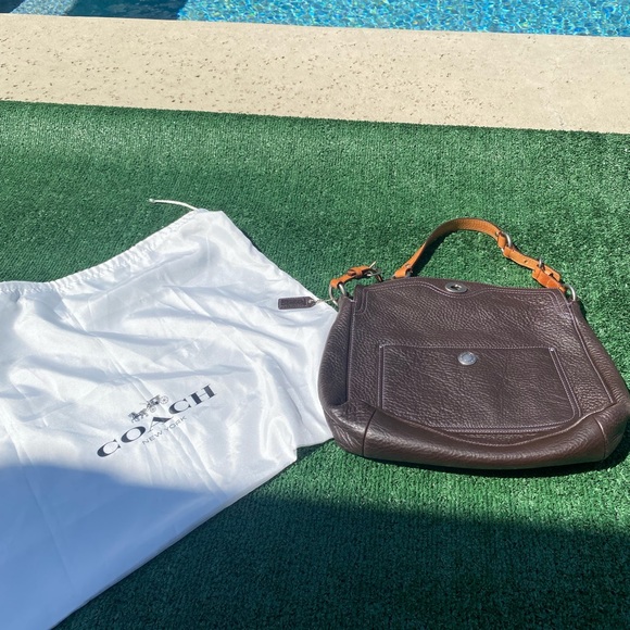 Coach Chelsea brown pebbled leather shoulder purse - Picture 1 of 14
